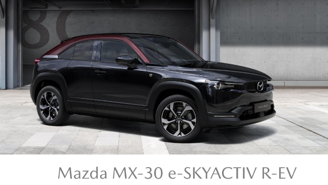 Der neue Mazda MX-30 e-SKYACTIV R-EV in schwarz
